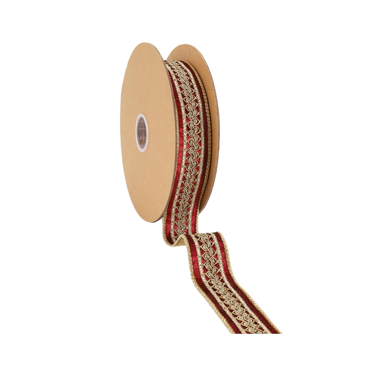 LaRibbons 1 1/2" Double-Fused Wired Velvet Ribbon w/ Metallic Trim | 10 Yard Roll